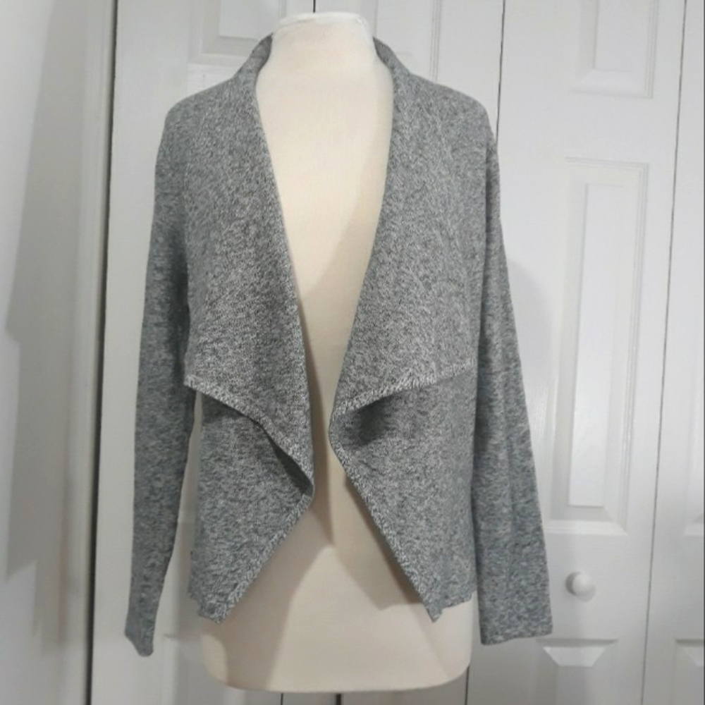 Shahalie women's cotton Blend gray knit Long-Sleeve open Cardigan size Large